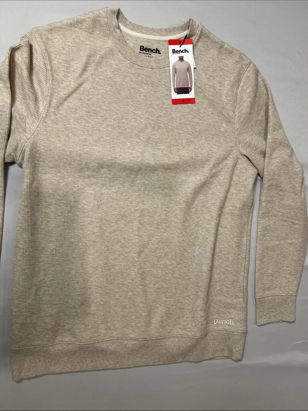 Bench Men's Crewneck Sweater in Heather Oatmeal Size M
